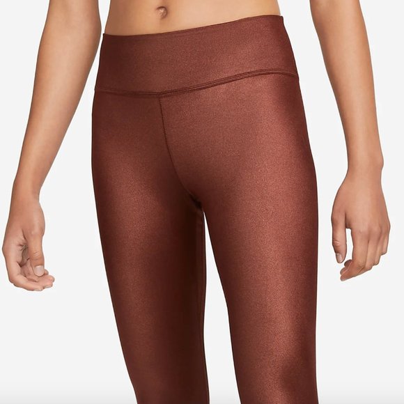 NWT - Nike Dri-FIT One Women's Mid-Rise Shine Leggings - Bronze - Picture 2 of 5